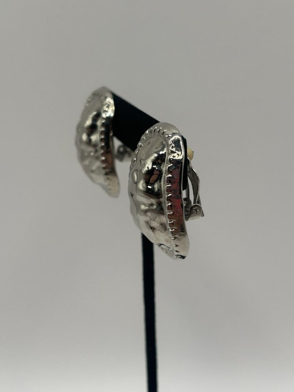 Park Lane Earrings Silver Tone Chunky Hammered Clip On Earrings Statement Fun - Picture 3 of 10